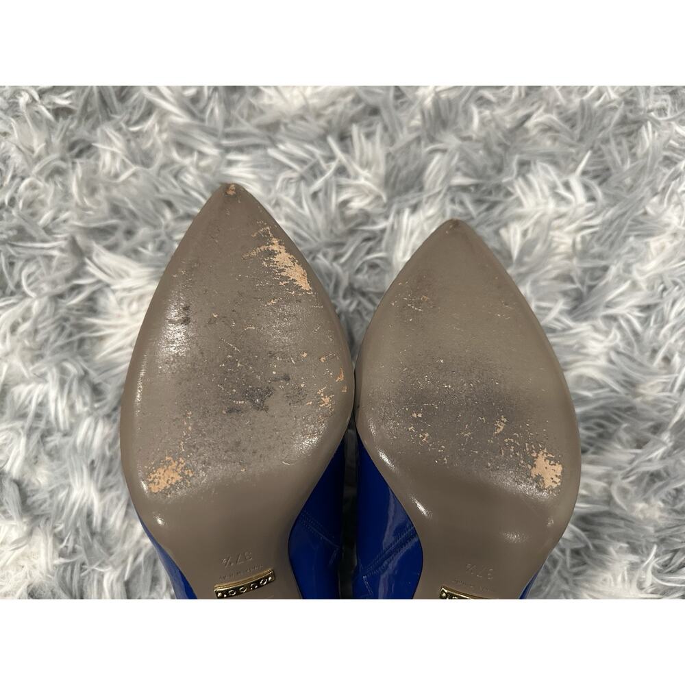 Gucci Blue Patent Leather Pointed Toe Booties 37.5 - Picture 7 of 11